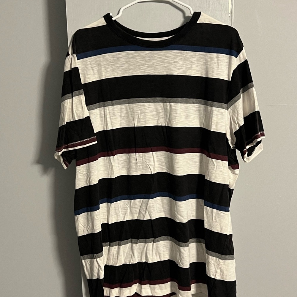 Maroon/Blue/White/Gray Striped Tee